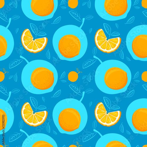 Orange seamless pattern. Sketch oranges. Citrus fruit background. Elements for menu  greeting cards  wrapping paper  cosmetics packaging  posters etc