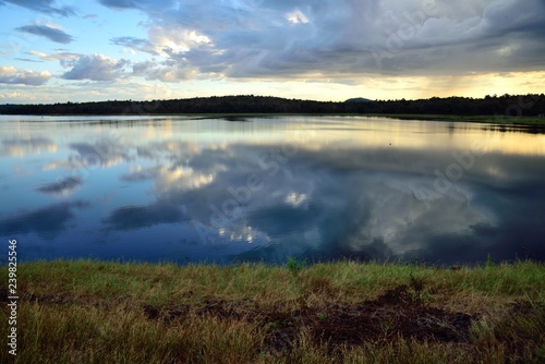 river landscape nature on blue sky background