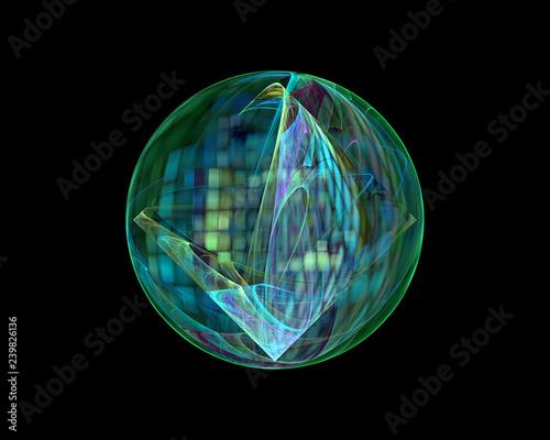 abstract multicolored glass sphere, isolated design element
