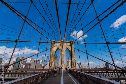 View of historic Brooklyn Bridge in New York City © Andrea