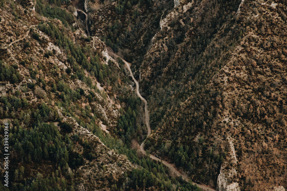 Aerial view of a road in the mountain in Canada Aerial view of a road in the mountain in Canada