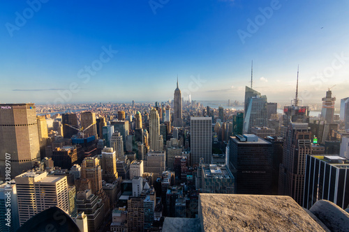 New York city view of Downtown with Empire state building and  One World trade center © Andrea