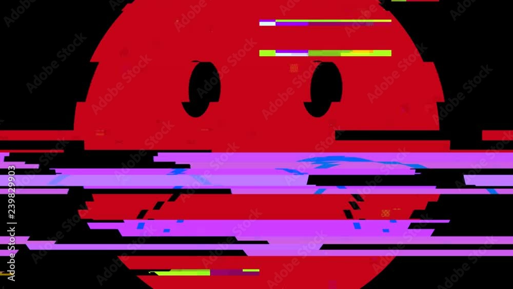 A smiley icon representing a sad red face, but with a heavy digital ...