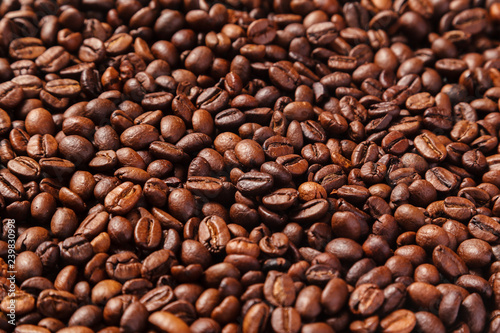 Fototapeta Naklejka Na Ścianę i Meble -  Background texture of roasted coffee beans