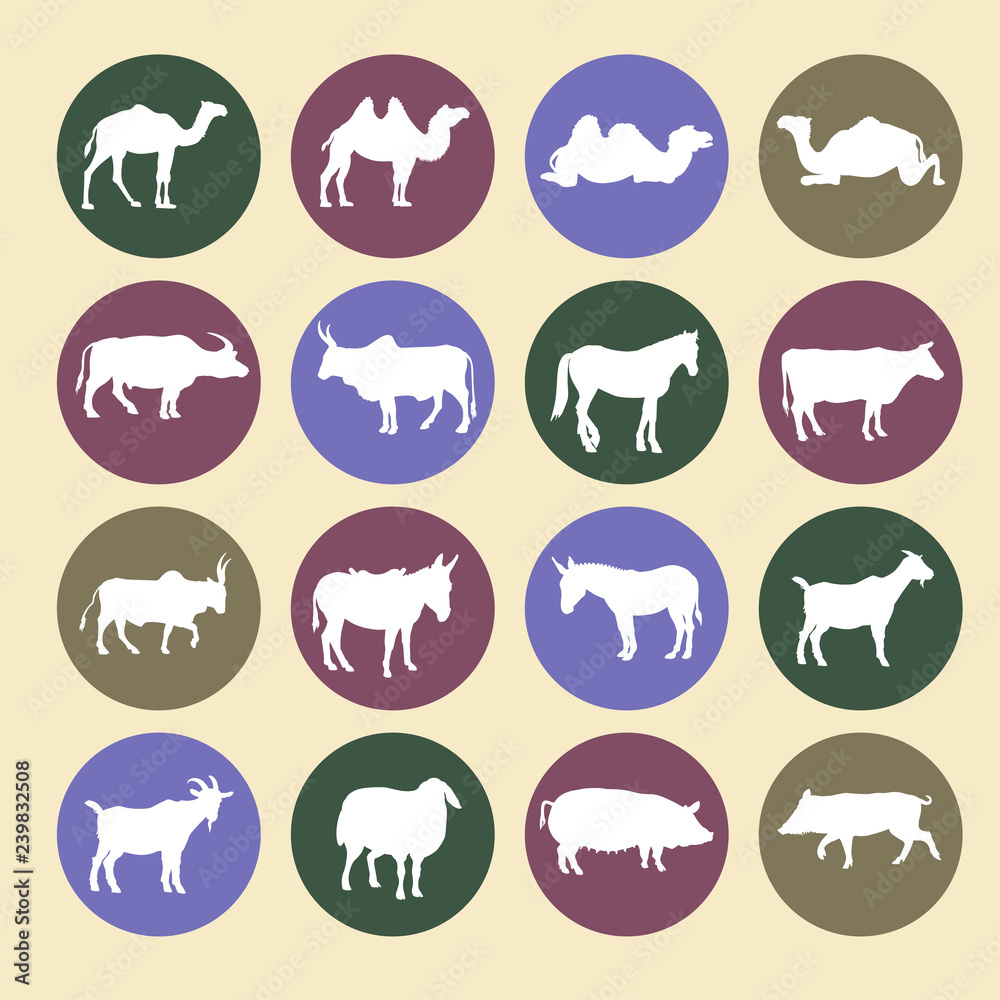 Set of farm animals icons