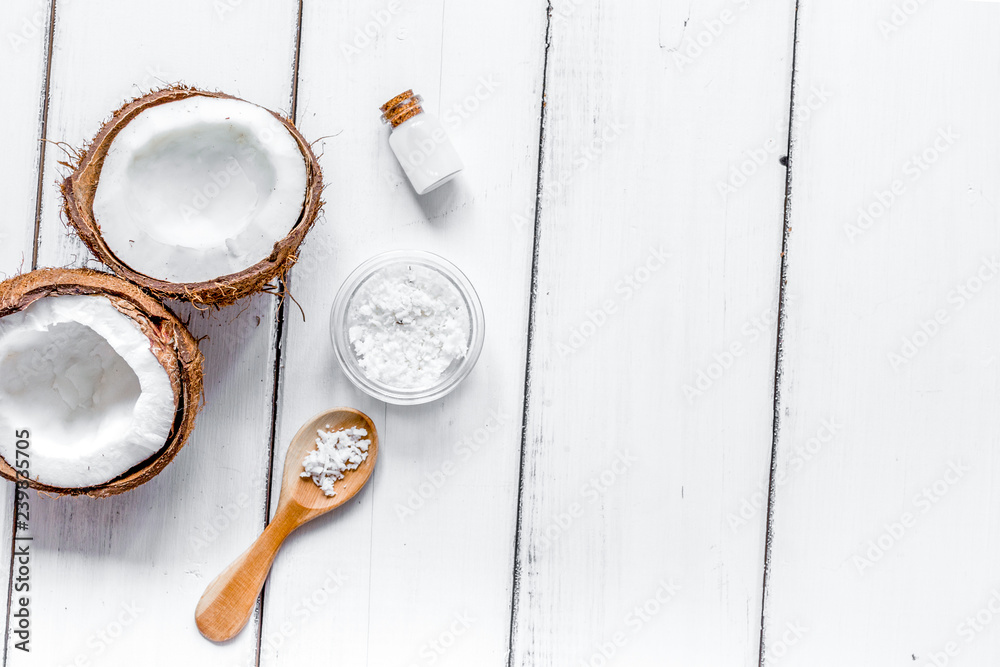 organic cosmetics concept with coconut on table background top v organic cosmetics concept with coconut on table background top v