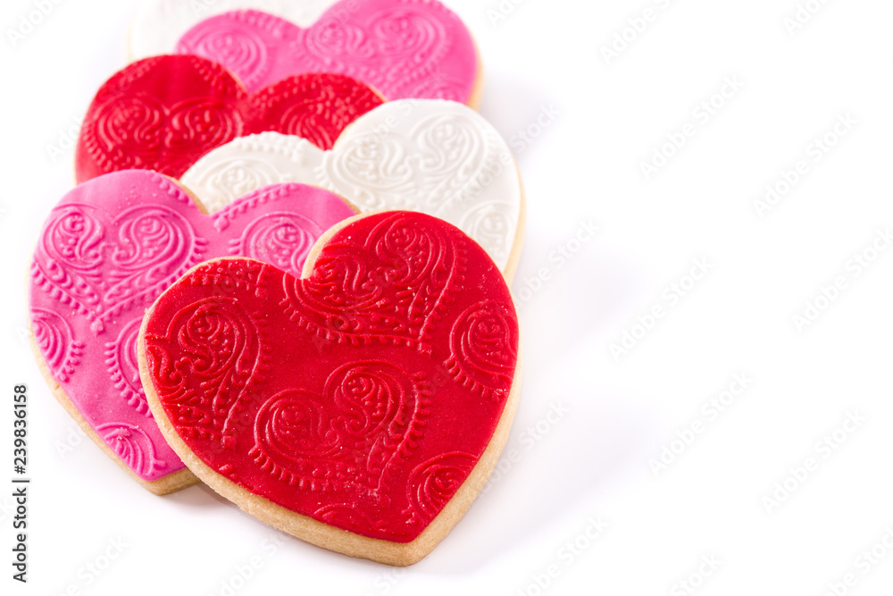 Heart-shaped cookies for Valentine's Day isolated on white background. Copyspace Heart-shaped cookies for Valentine's Day isolated on white background. Copyspace