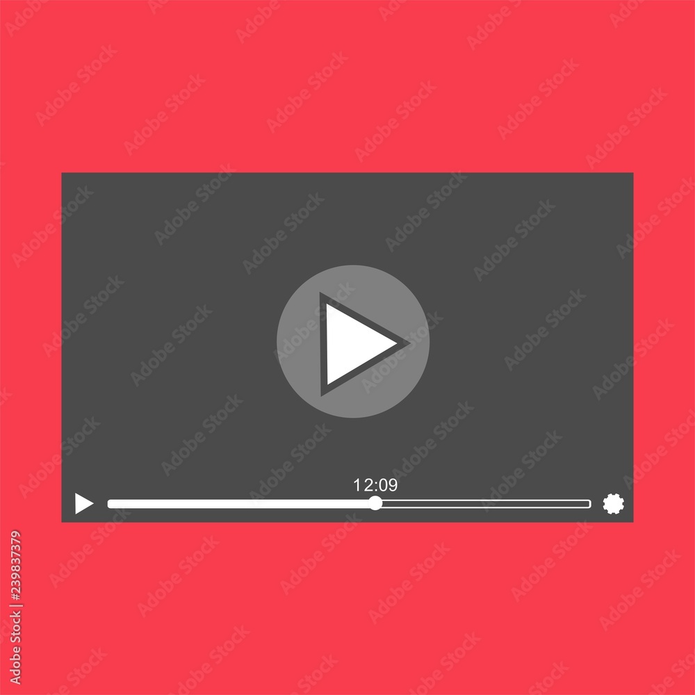 Modern video player design template for web and mobile apps flat style. Vector illustration - Vector Modern video player design template for web and mobile apps flat style. Vector illustration - Vector
