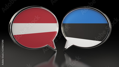 Free Download Latvia and Estonia flags with Speech Bubbles. 3D illustration - GFXLoad