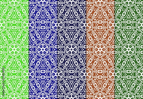 Set Of Decorative Floral Ornament. Seamless Pattern. Vector Illustration. Tribal Ethnic Arabic, Indian, Motif. For Interior Design, Color Wallpaper.