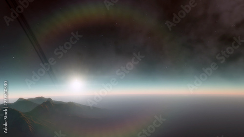 Planet in the space. Colorful art. Solar system. Gradient color. Space wallpaper. Elements of this image furnished by NASA