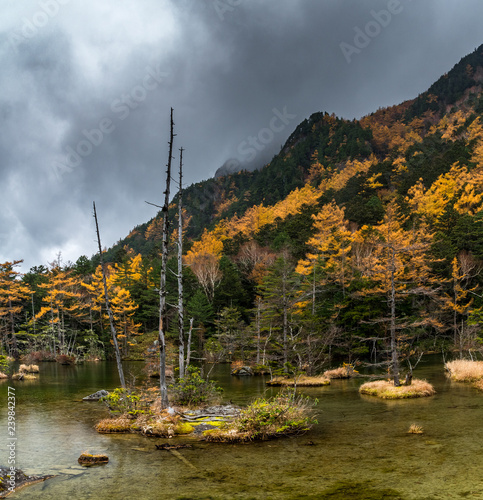 Myojin Pond in Kamikochi in Autumn, Japanese Alps, Chubu Sangaku National Park photo