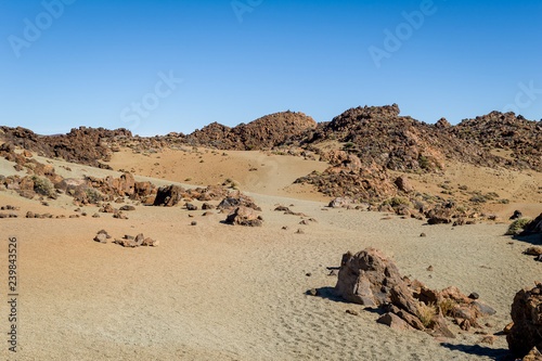 Volcanic sand and rock desert at Teide national park