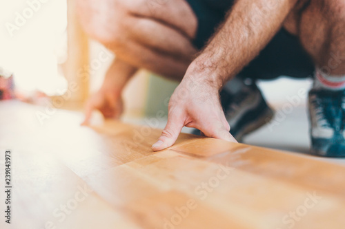 New apartment renovation finishing work - flooring - parquet flooring