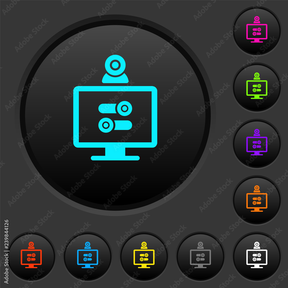 Webcam tweaking dark push buttons with color icons Webcam tweaking dark push buttons with color icons