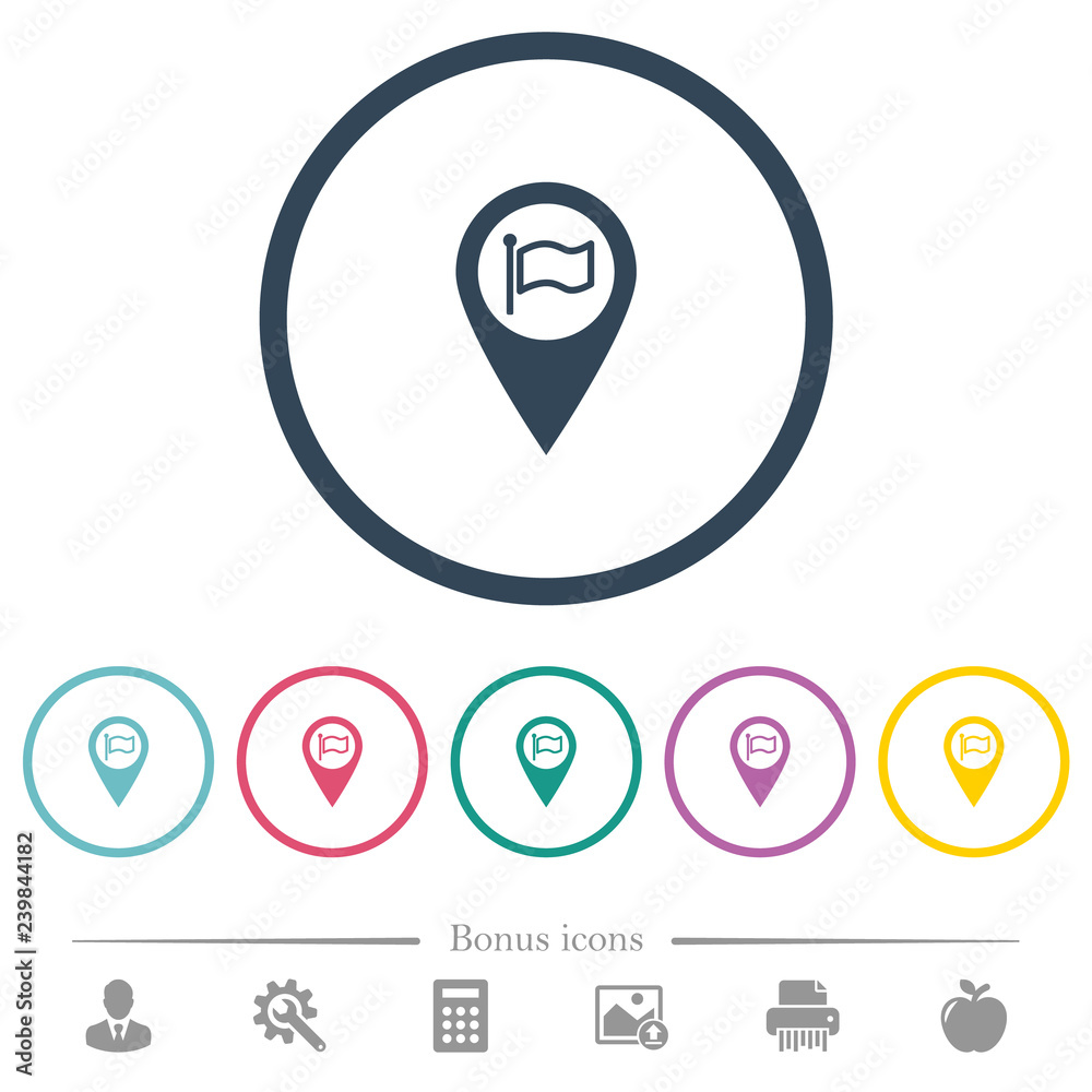 Destination GPS map location flat color icons in round outlines Destination GPS map location flat color icons in round outlines
