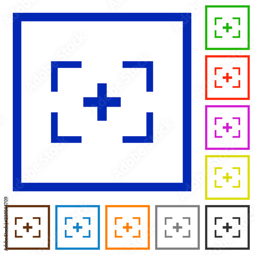 Camera crosshairs flat framed icons