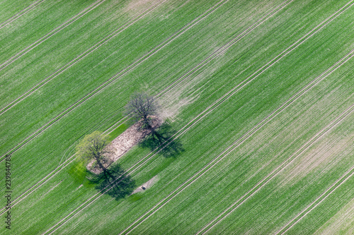 aerial view over the rural field