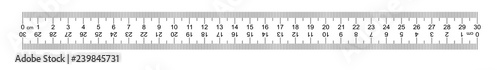 Ruler 30 cm with countdown, doble sided scale. Vice versa backwards, mounting, engineering, designer, tailor ruler Measuring tool. Ruler grid 30 cm. Size indicator units. Metric Centimeter size Vector