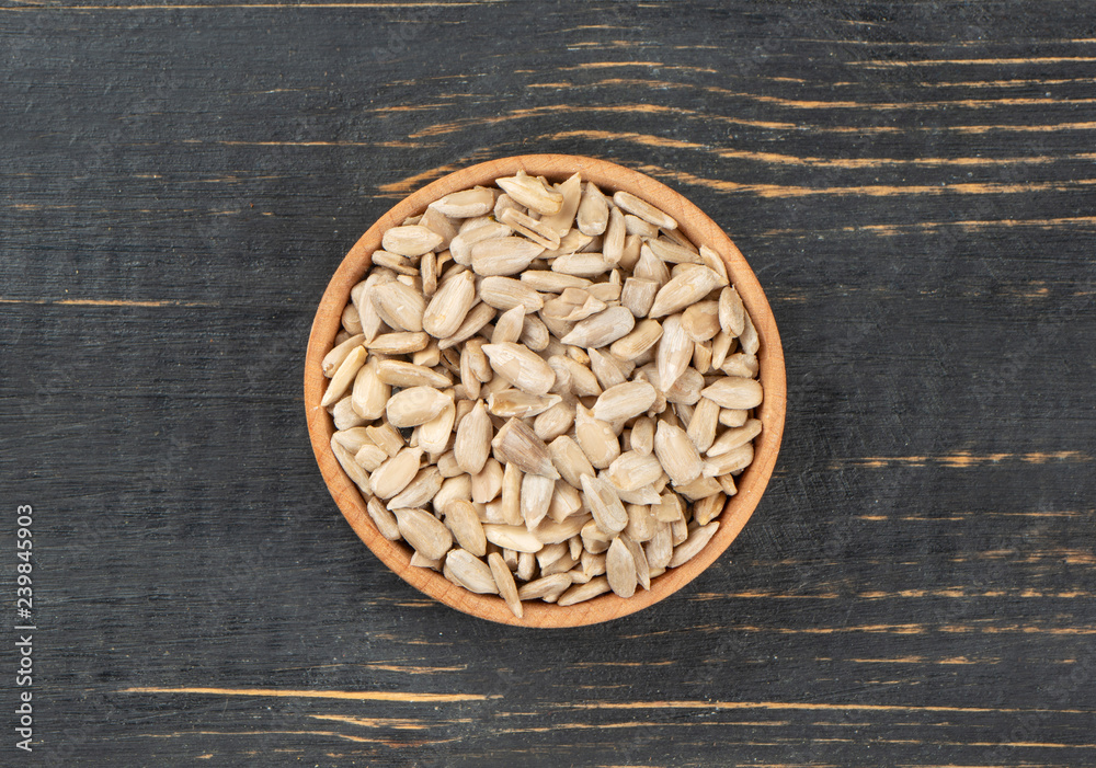 Sunflower seeds in bowl Sunflower seeds in bowl