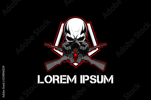 GAS MASK SKULL WITH RIFLE VECTOR DESIGN