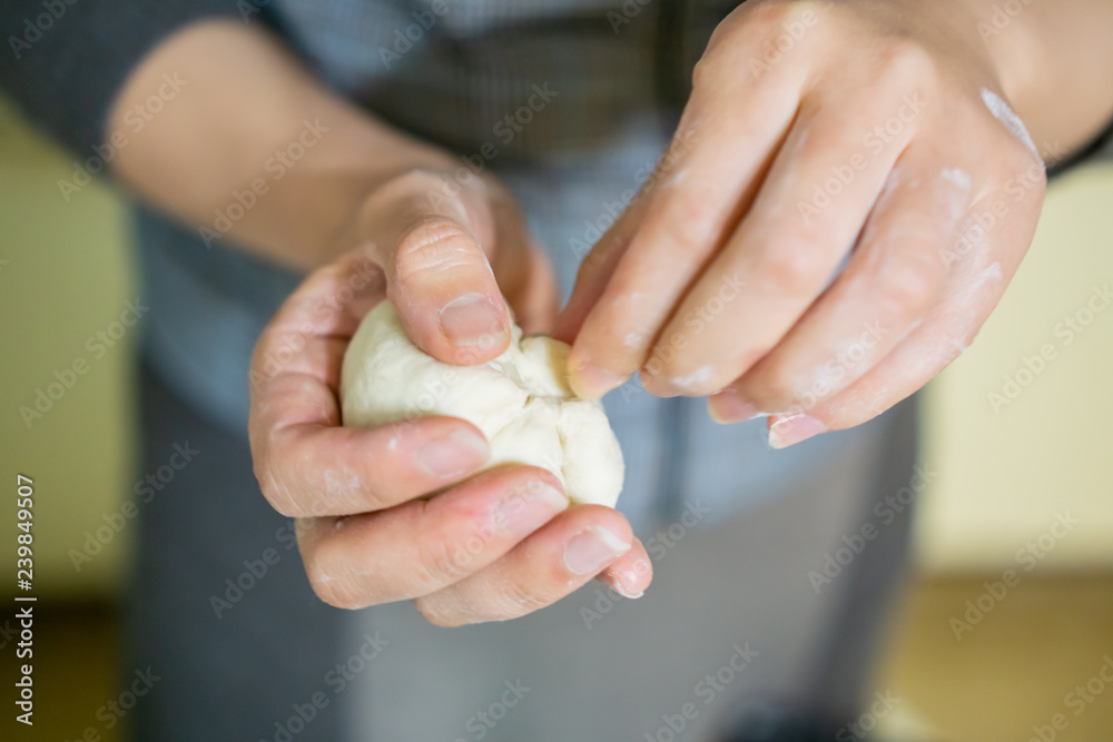 Hand made traditional Chinese dumpling and steamed bun Hand made traditional Chinese dumpling and steamed bun
