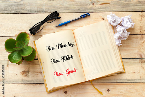 Konstfotografi Conceptual hand writing showing New Monday New Week New Goals