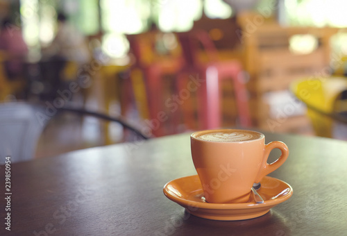 hot coffee with blurry background