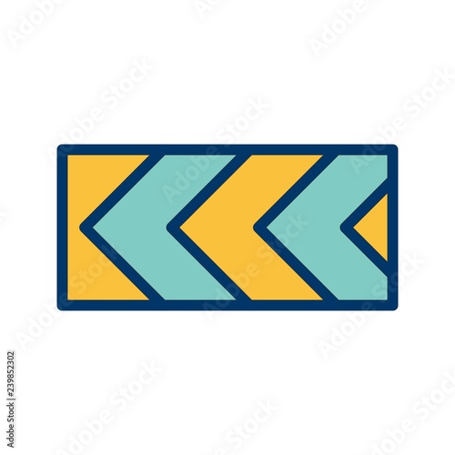 Vector Sharp deviation of route to left Road Sign Icon
