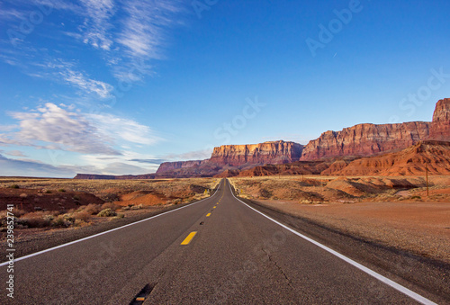 Lonely desert road in the Southwest USA 