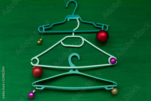 old clothes hanger Christmas new year Gifts Christmas tree holiday