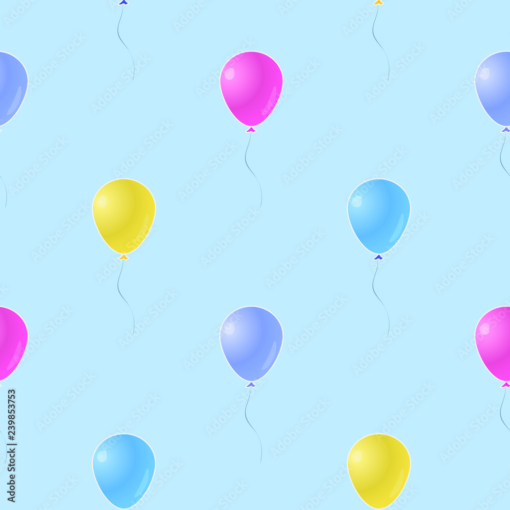 Seamless pattern with cute balloons