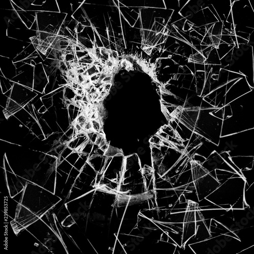 Broken glass on a black background.