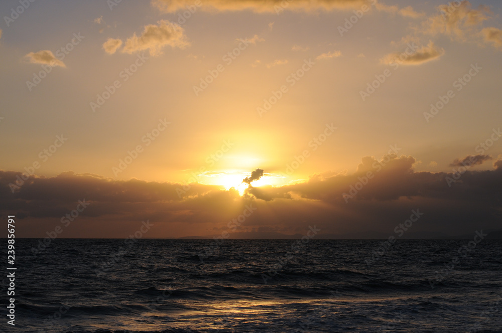 Sunset on the sea. Evening breeze Sunset on the sea. Evening breeze
