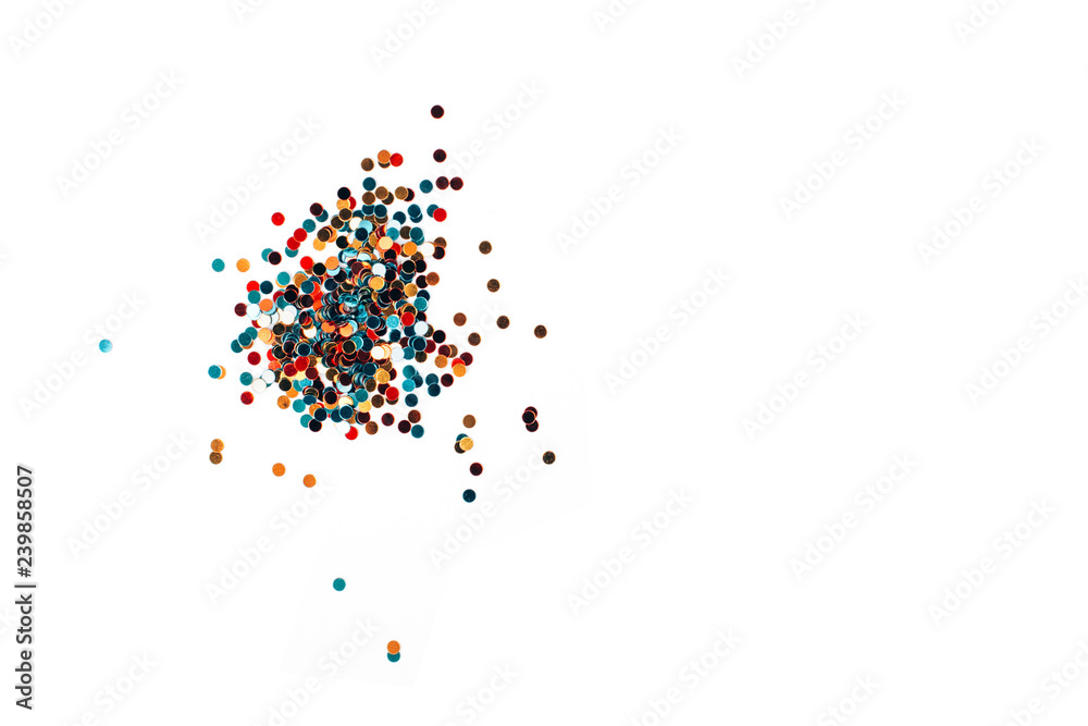 Group of multicolored glitter circles isolated on white background. Group of multicolored glitter circles isolated on white background.