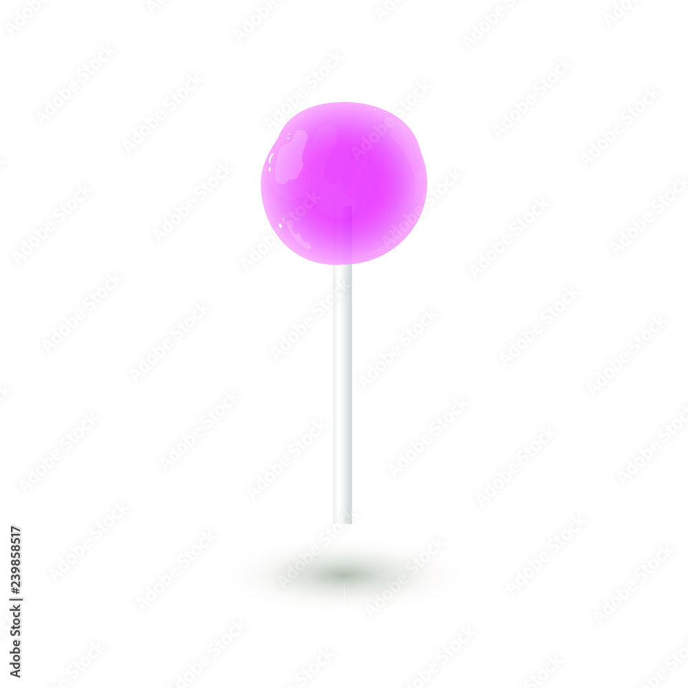 Realistic vector pink lollipop isolated at white background Realistic vector pink lollipop isolated at white background