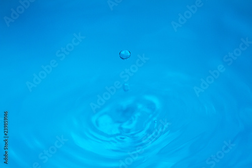 Blue liquid drop falling