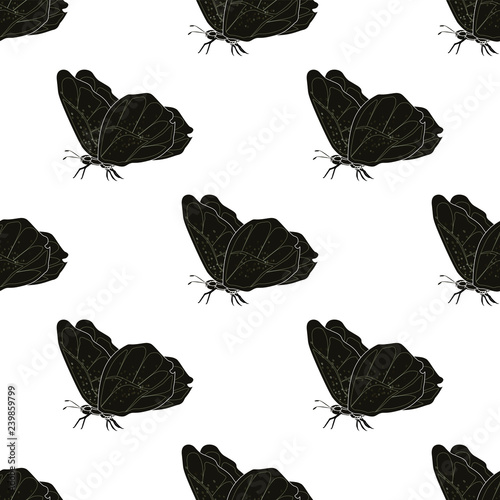 Black butterflies seamless vector pattern