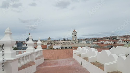 Sucre, Bolivia capital city skyline overview, 4k video. the white city.