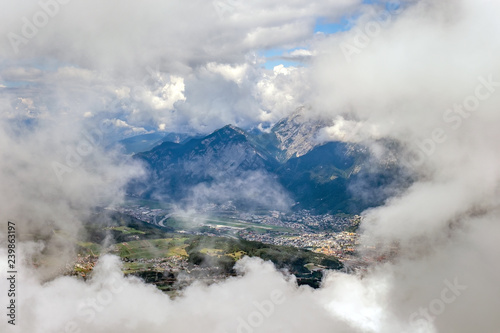 Panorama of Innsbruck in the clouds from the top of the mountain © Nataliia Vyshneva
