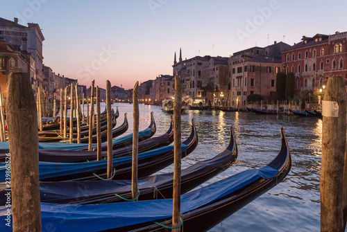 Gondola parking at Grand Canal in Venice, Italy
