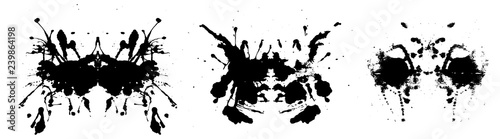 Rorschach inkblot test illustration, symmetrical abstract ink stains photo