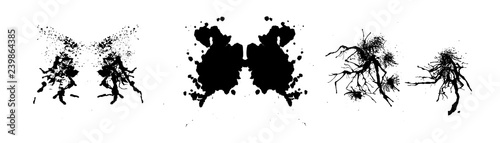 Rorschach inkblot test illustration, symmetrical abstract ink stains