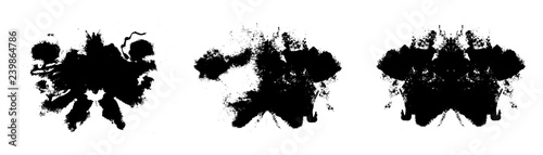 Rorschach inkblot test illustration, symmetrical abstract ink stains