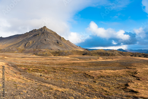 Volcanic Landscape in Iceland on a Sunny Autumn Day