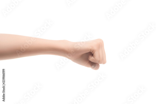 cropped view of woman hand showing yes sign in deaf and dumb language isolated on white