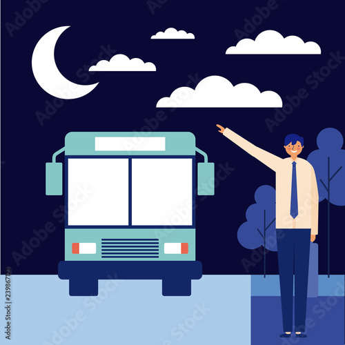 night man taking bus