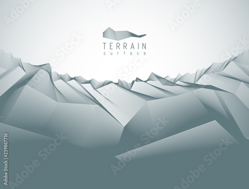 Fantastic space planet terrain vector illustration, cosmos science fiction great 3d design. Usable as abstract background with copy space for title and text.