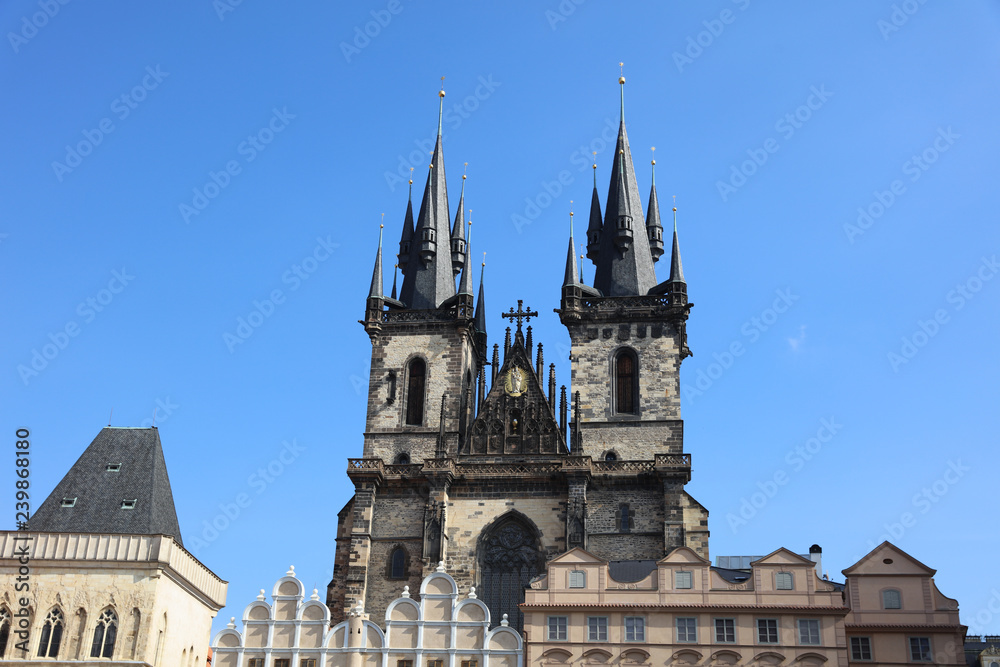 Medieval tower in Prague, Sept. 27, 2017