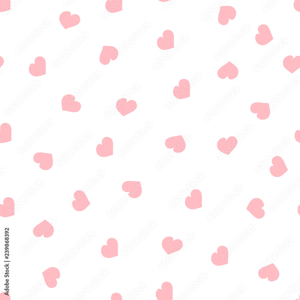 Seamless pattern for Valentine's Day. Cute hand drawn hearts on white background